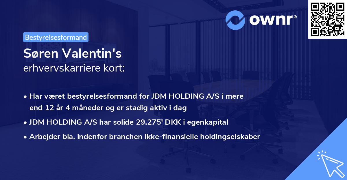 Søren Valentin's erhvervskarriere kort