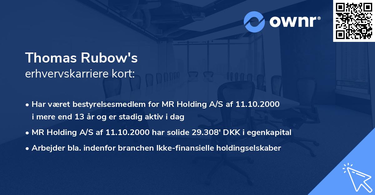 Thomas Rubow's erhvervskarriere kort