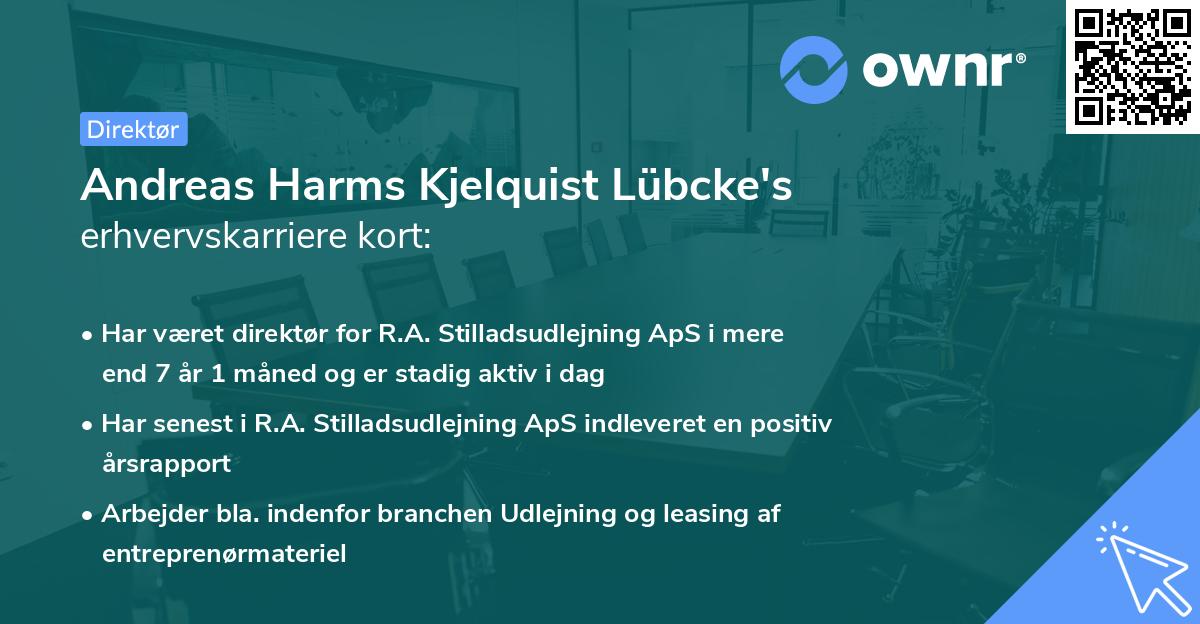 Andreas Harms Kjelquist Lübcke's erhvervskarriere kort