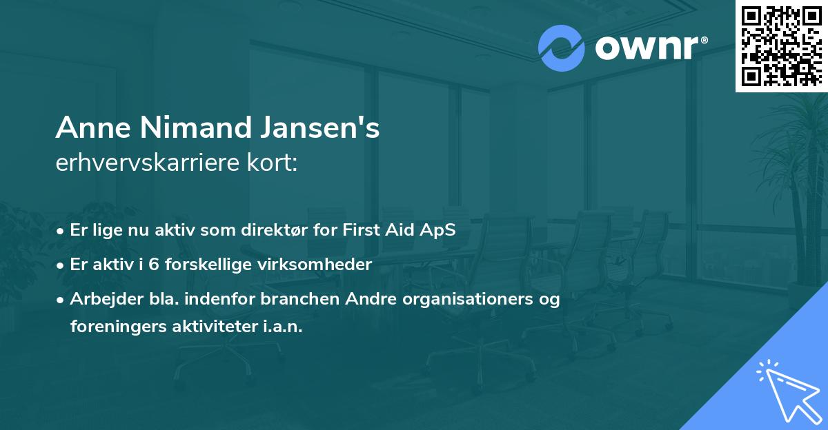 Anne Nimand Jansen's erhvervskarriere kort