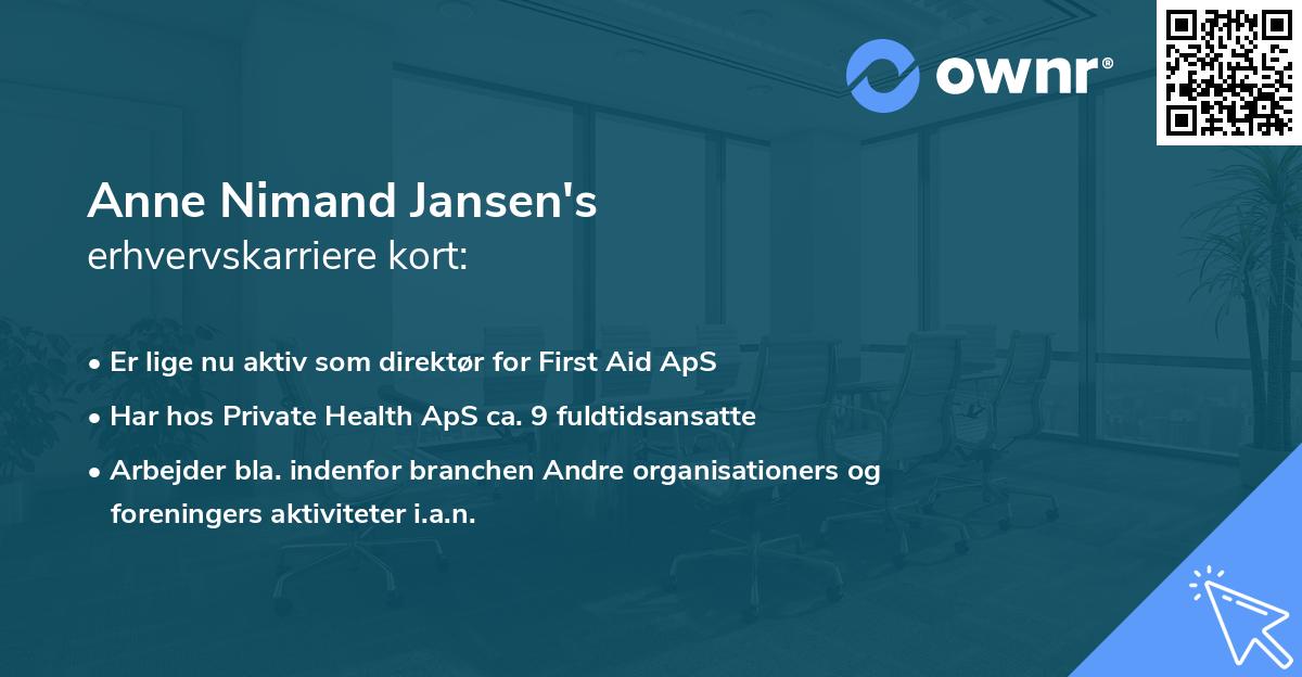 Anne Nimand Jansen's erhvervskarriere kort