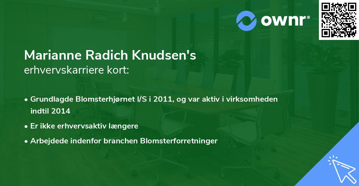 Marianne Radich Knudsen's erhvervskarriere kort