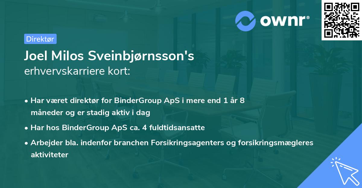 Joel Milos Sveinbjørnsson's erhvervskarriere kort