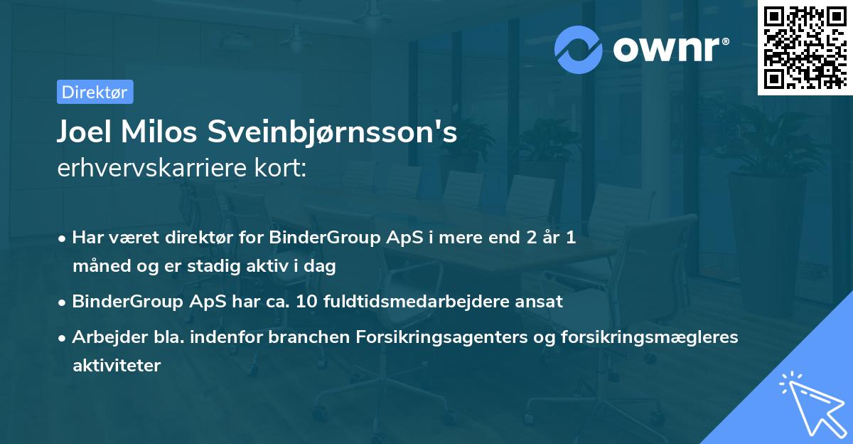 Joel Milos Sveinbjørnsson's erhvervskarriere kort