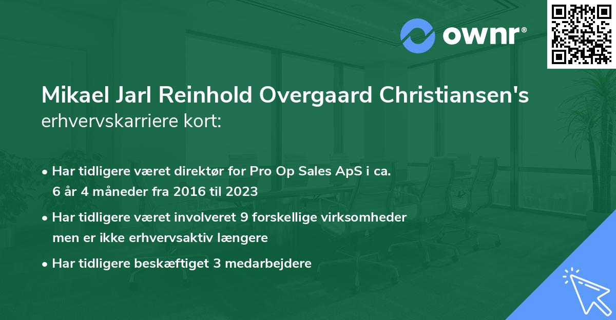 Mikael Jarl Reinhold Overgaard Christiansen's erhvervskarriere kort