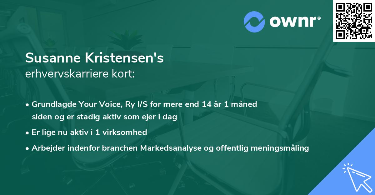 Susanne Kristensen's erhvervskarriere kort