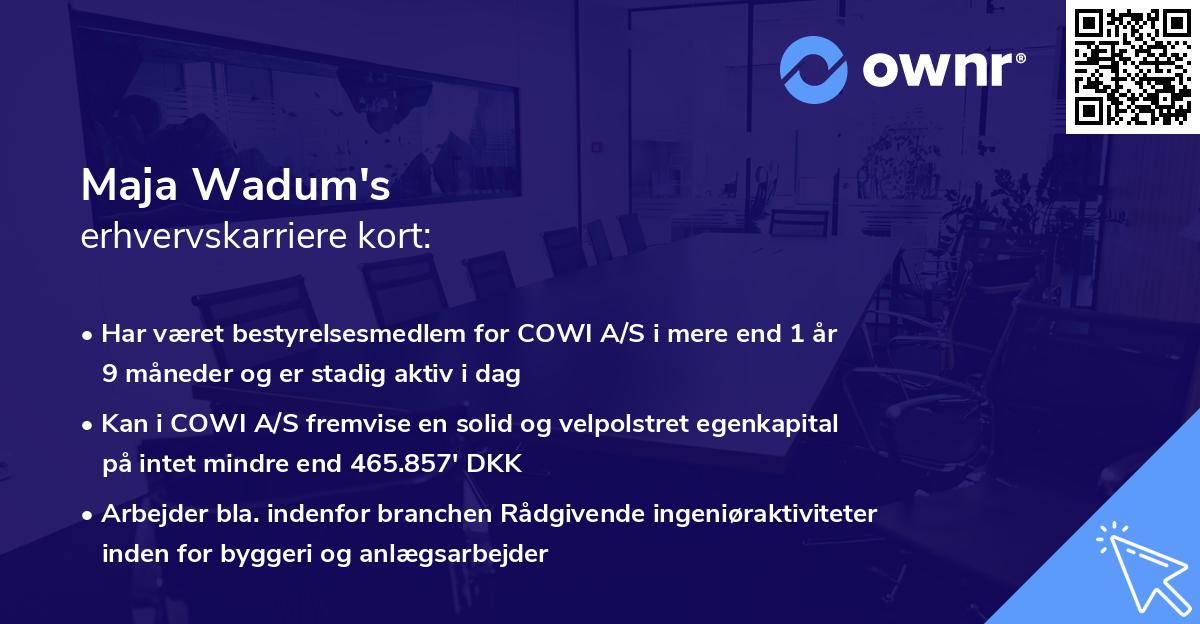 Maja Wadum's erhvervskarriere kort