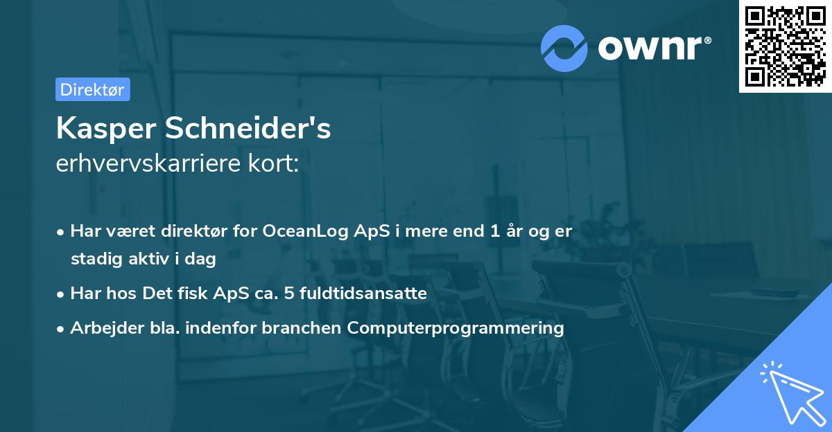 Kasper Schneider's erhvervskarriere kort