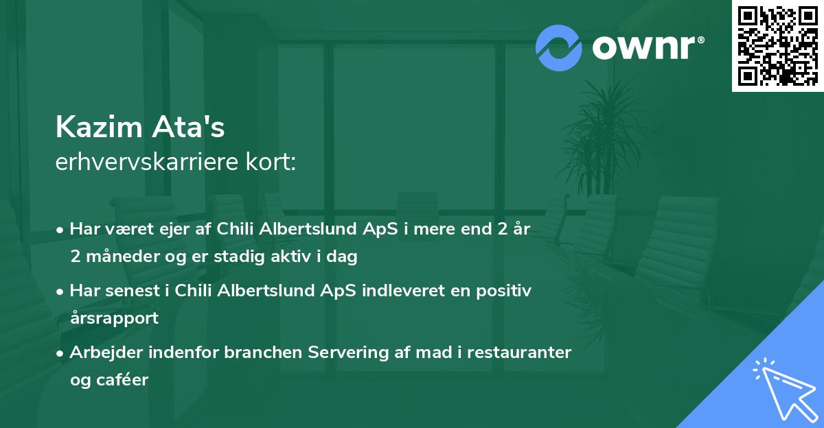Kazim Ata's erhvervskarriere kort