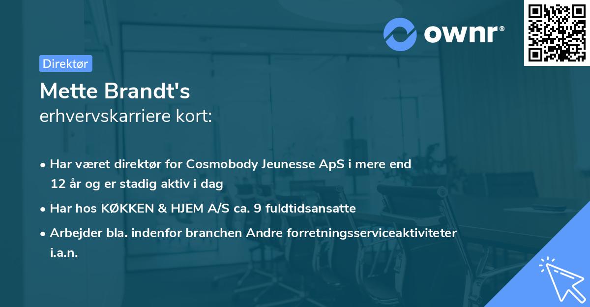 Mette Brandt's erhvervskarriere kort