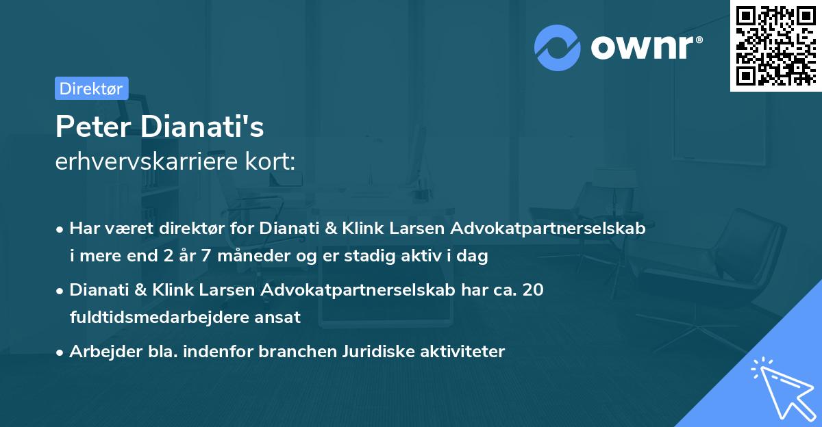 Peter Dianati's erhvervskarriere kort