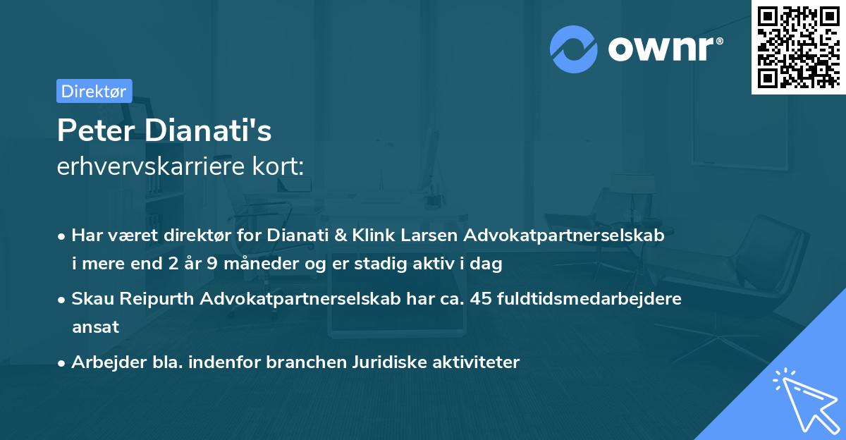 Peter Dianati's erhvervskarriere kort