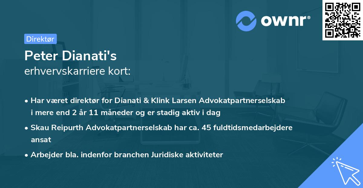 Peter Dianati's erhvervskarriere kort