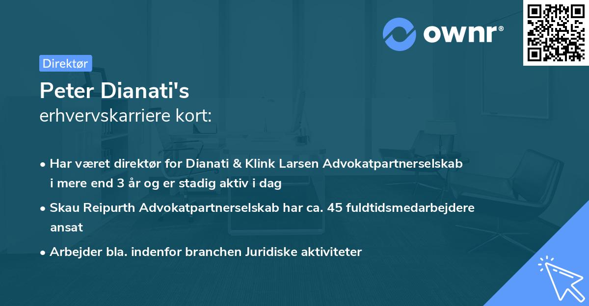 Peter Dianati's erhvervskarriere kort