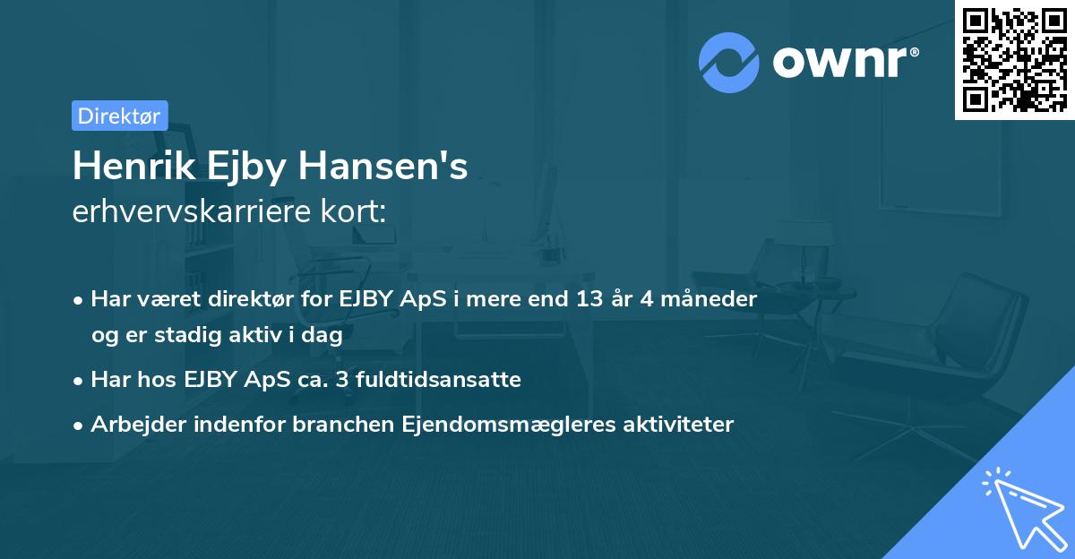 Henrik Ejby Hansen's erhvervskarriere kort
