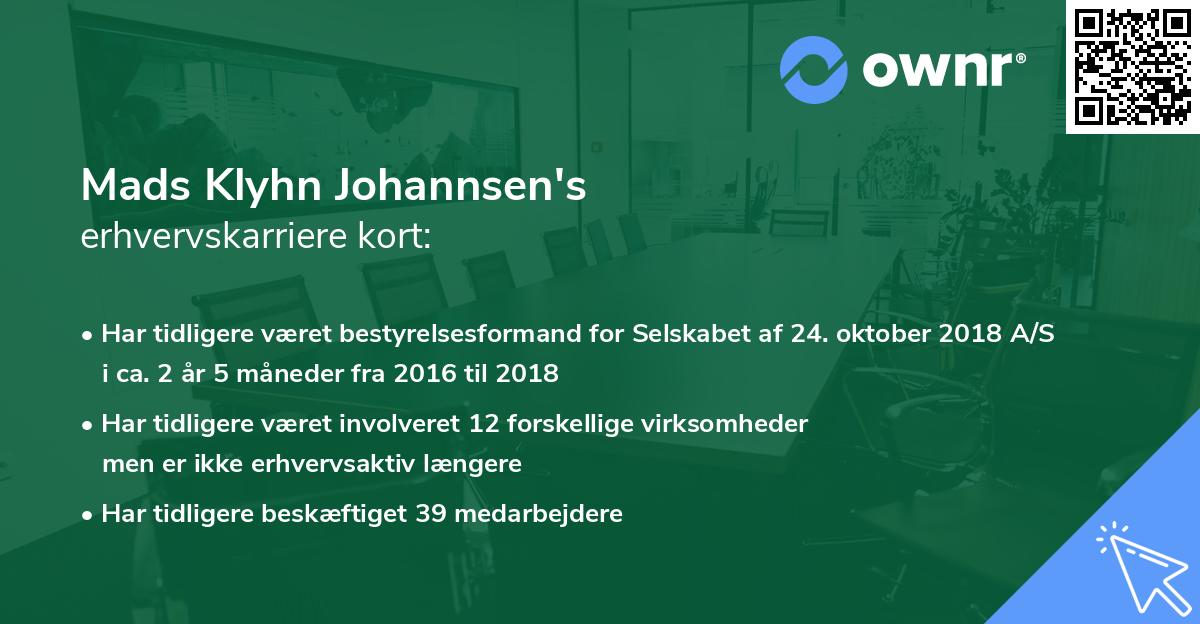 Mads Klyhn Johannsen's erhvervskarriere kort