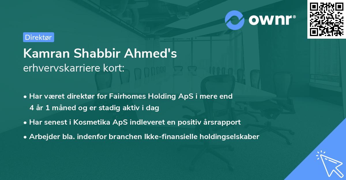 Kamran Shabbir Ahmed's erhvervskarriere kort