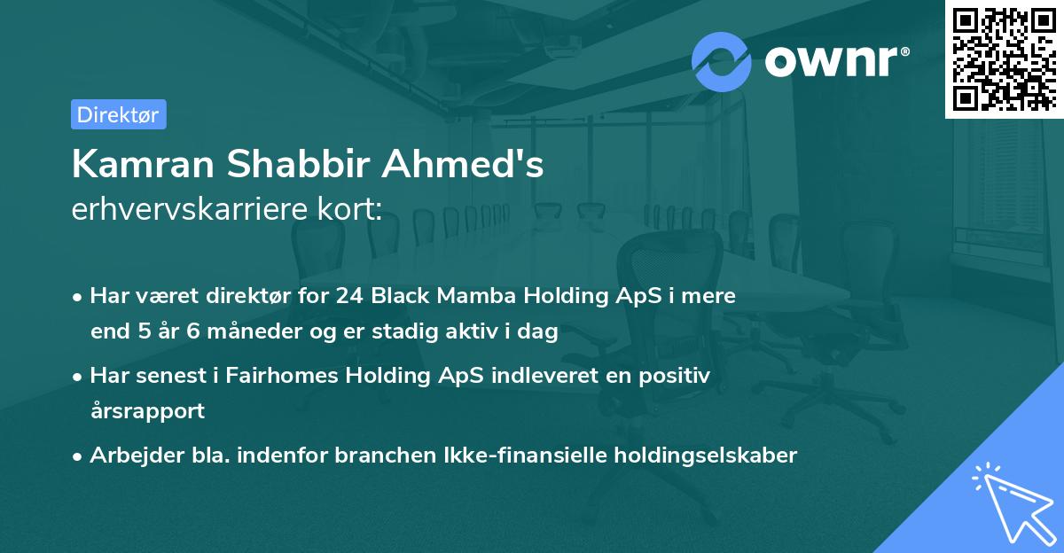 Kamran Shabbir Ahmed's erhvervskarriere kort