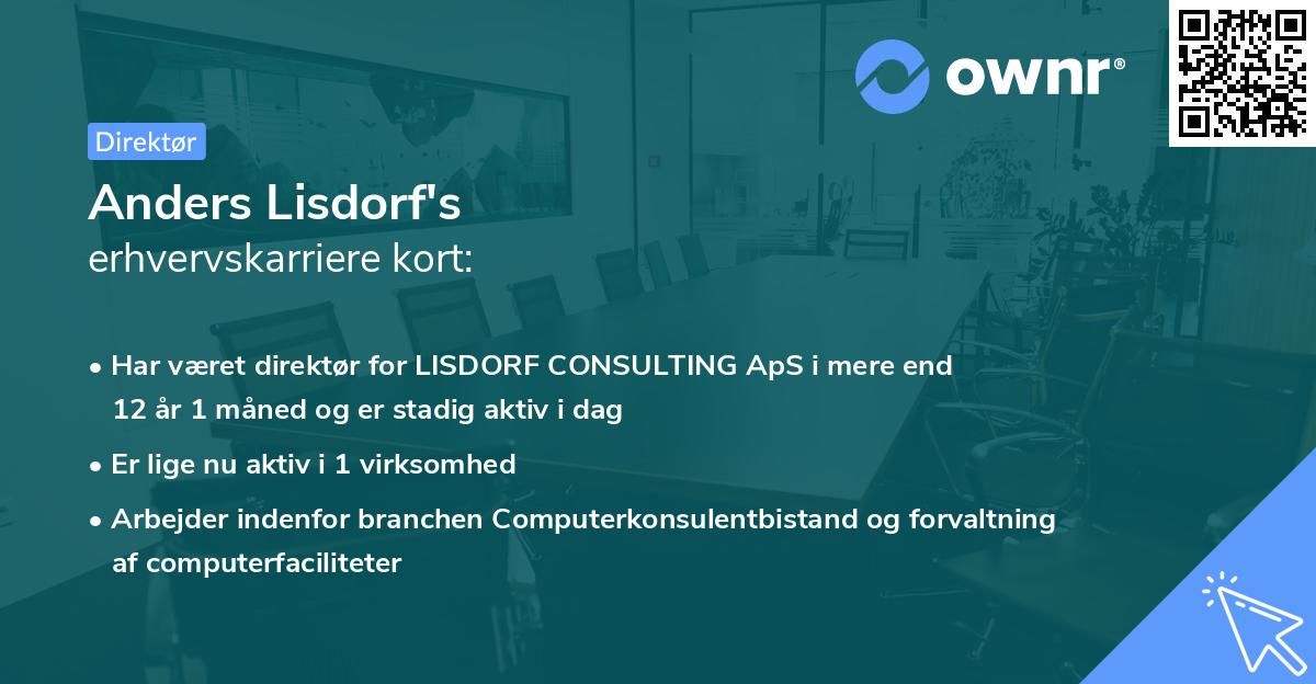 Anders Lisdorf's erhvervskarriere kort