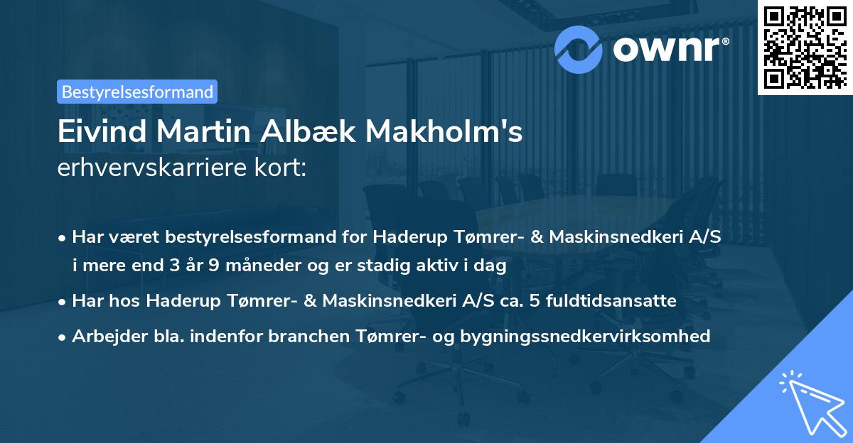 Eivind Martin Albæk Makholm's erhvervskarriere kort