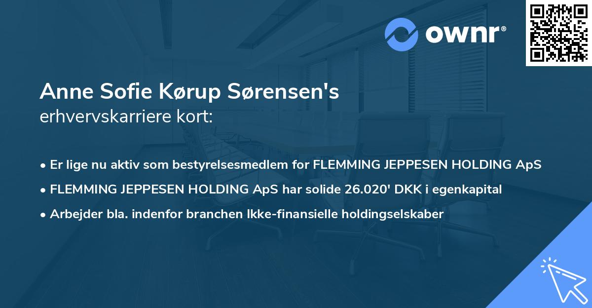Anne Sofie Kørup Sørensen's erhvervskarriere kort