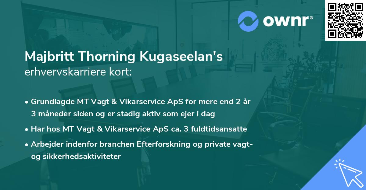 Majbritt Thorning Kugaseelan's erhvervskarriere kort