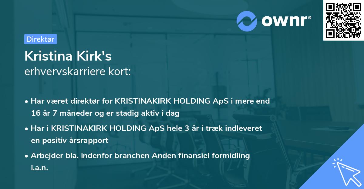 Kristina Kirk's erhvervskarriere kort