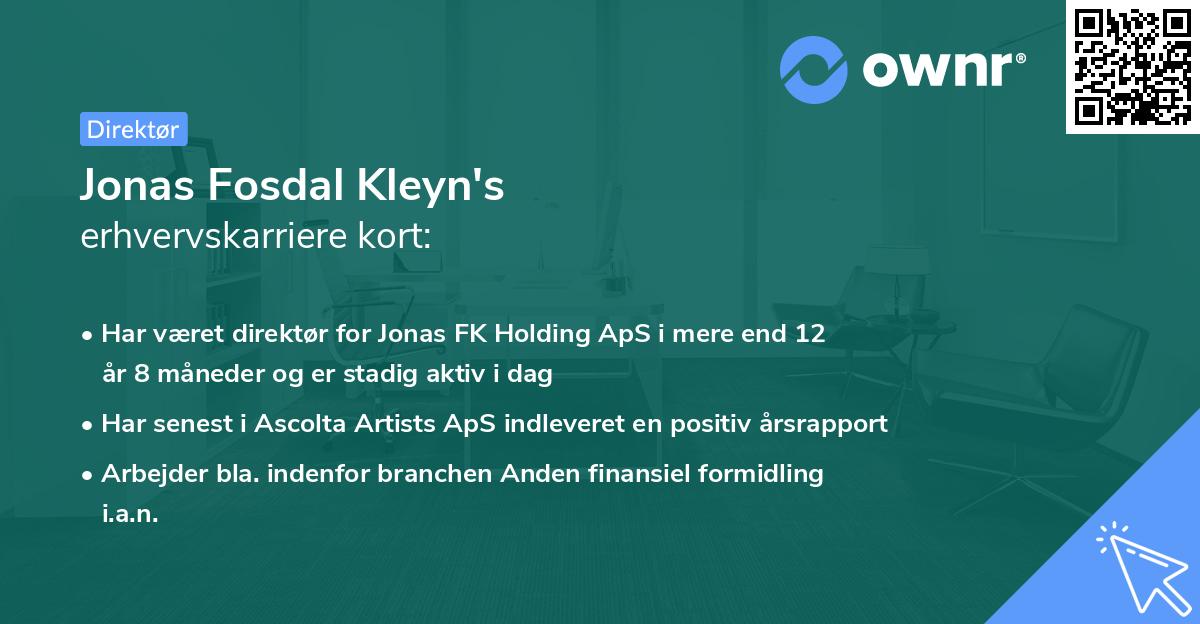 Jonas Fosdal Kleyn's erhvervskarriere kort