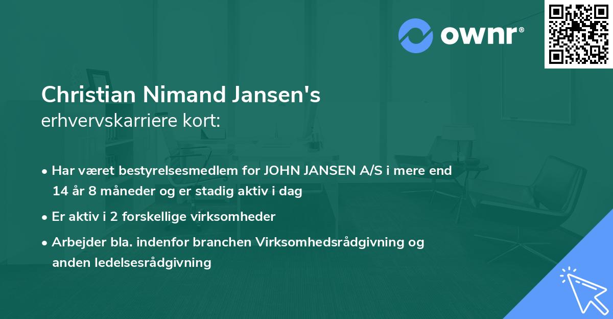 Christian Nimand Jansen's erhvervskarriere kort