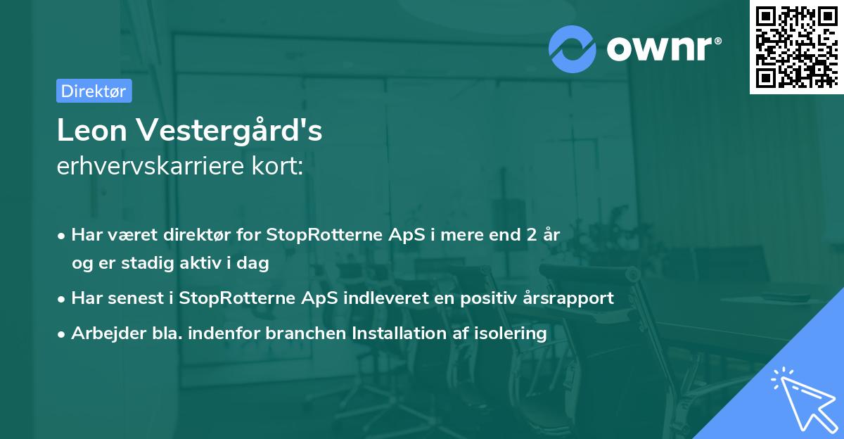 Leon Vestergård's erhvervskarriere kort