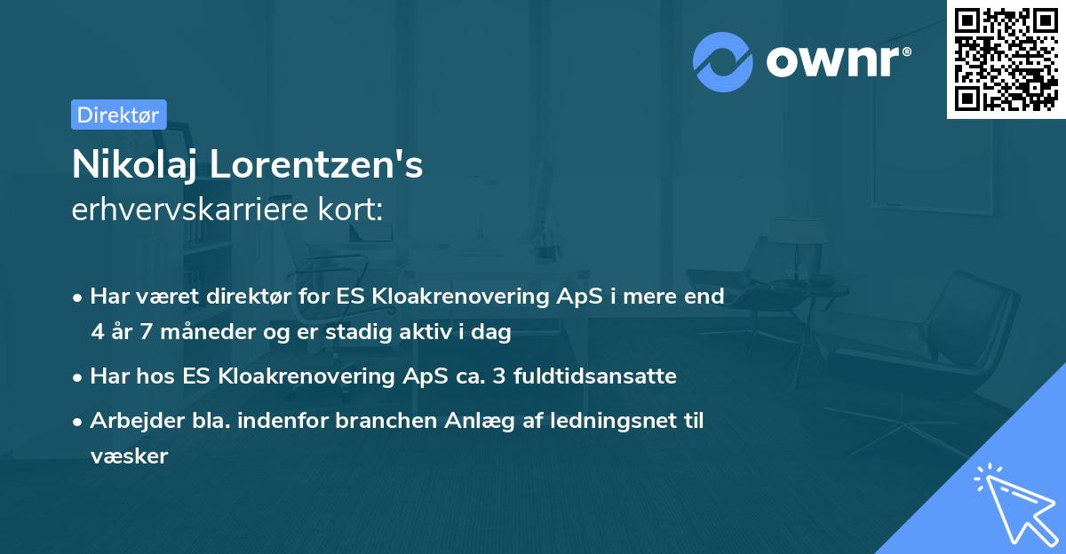 Nikolaj Lorentzen's erhvervskarriere kort