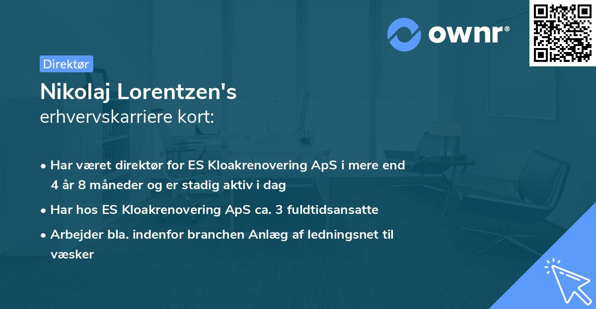 Nikolaj Lorentzen's erhvervskarriere kort