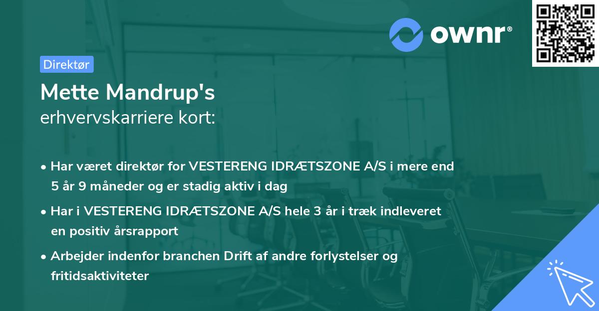 Mette Mandrup's erhvervskarriere kort