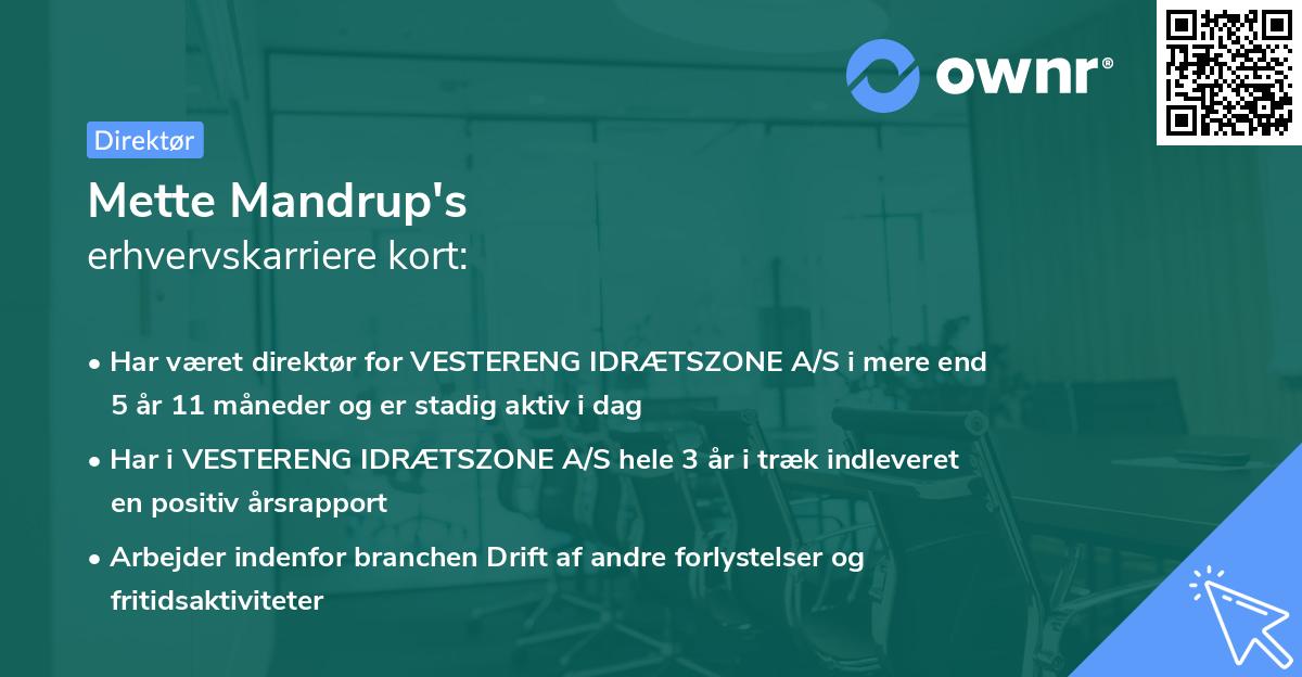 Mette Mandrup's erhvervskarriere kort