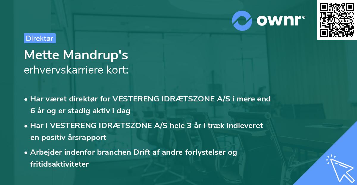 Mette Mandrup's erhvervskarriere kort