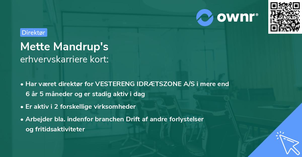 Mette Mandrup's erhvervskarriere kort