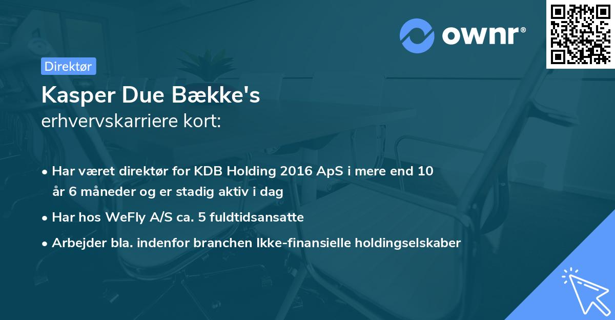 Kasper Due Bække's erhvervskarriere kort