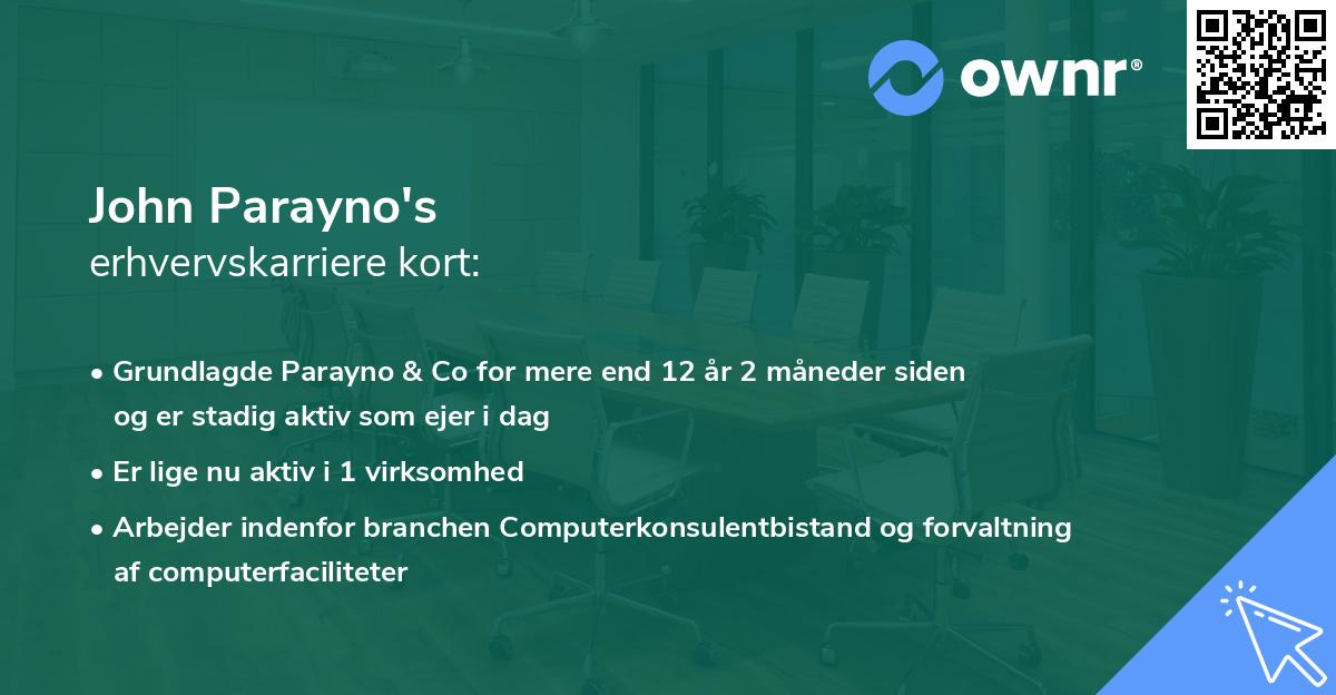 John Parayno's erhvervskarriere kort