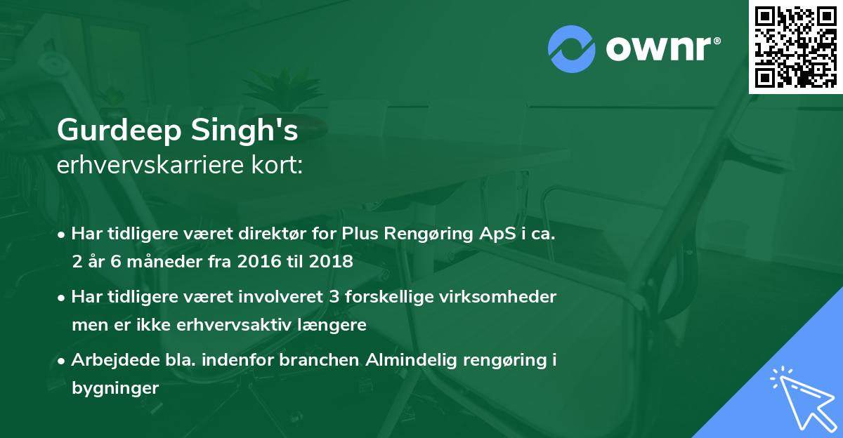 Gurdeep Singh's erhvervskarriere kort