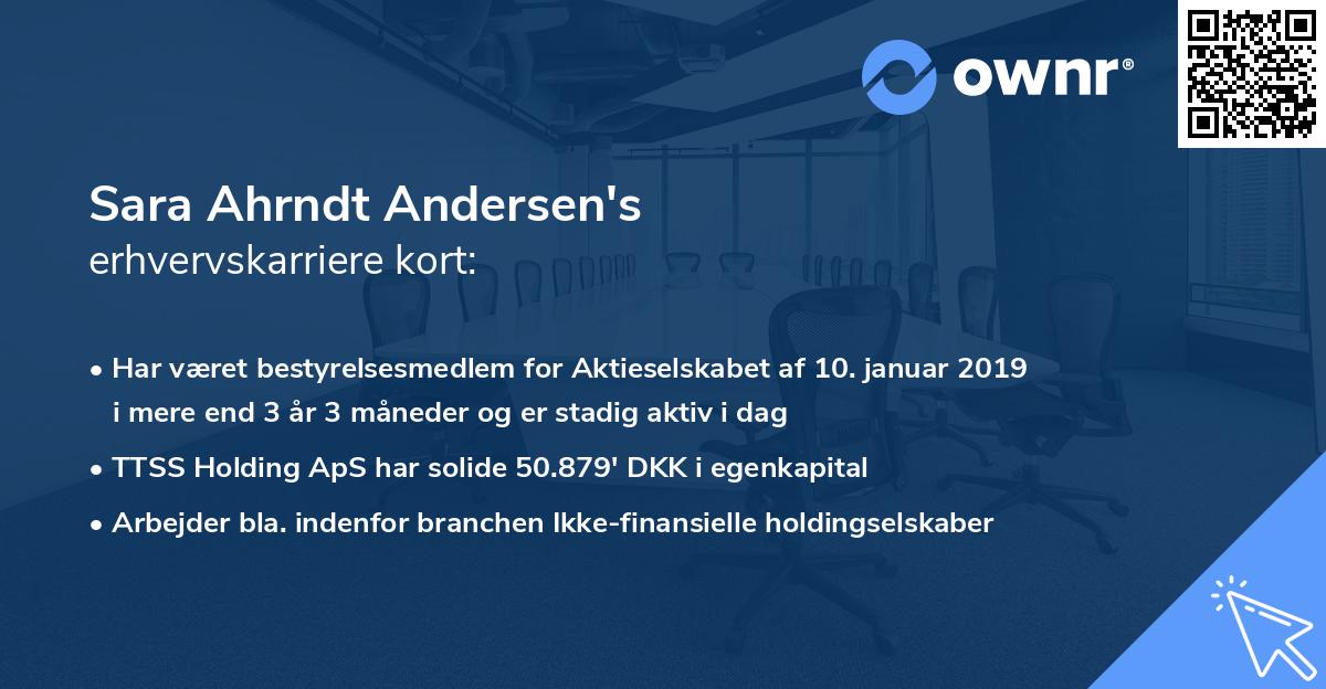 Sara Ahrndt Andersen's erhvervskarriere kort