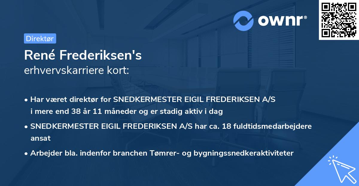 René Frederiksen's erhvervskarriere kort