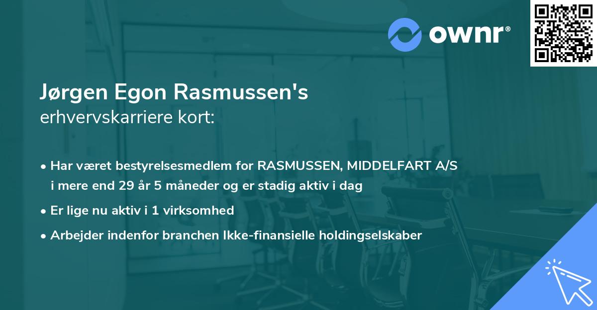 Jørgen Egon Rasmussen's erhvervskarriere kort