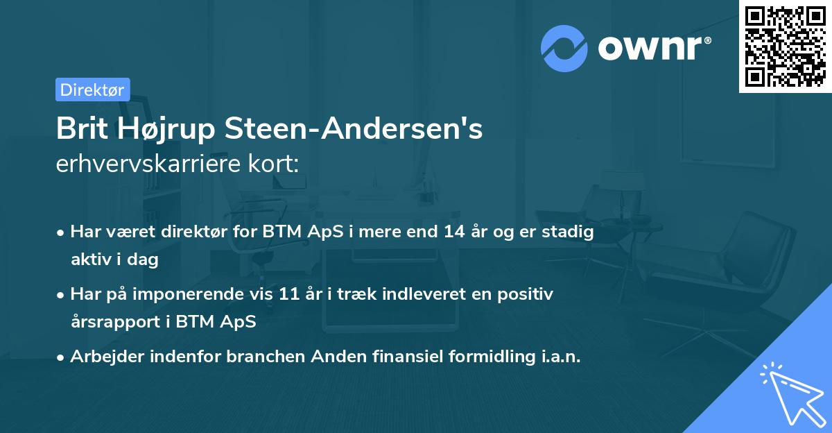 Brit Højrup Steen-Andersen's erhvervskarriere kort