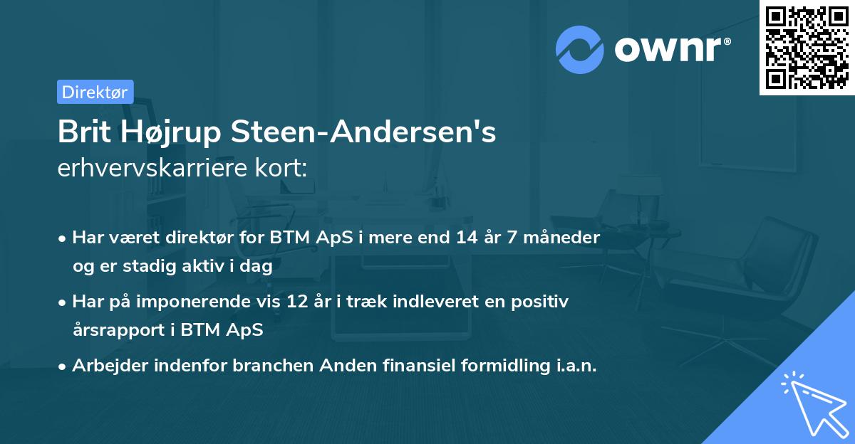 Brit Højrup Steen-Andersen's erhvervskarriere kort