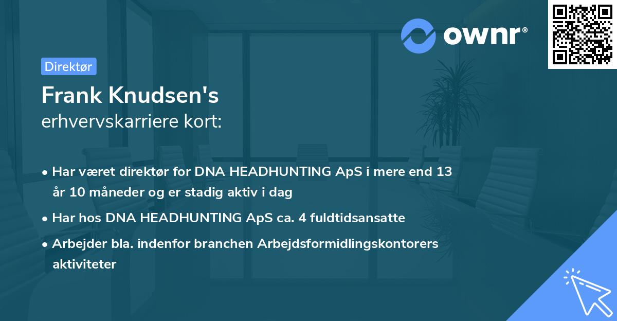 Frank Knudsen's erhvervskarriere kort