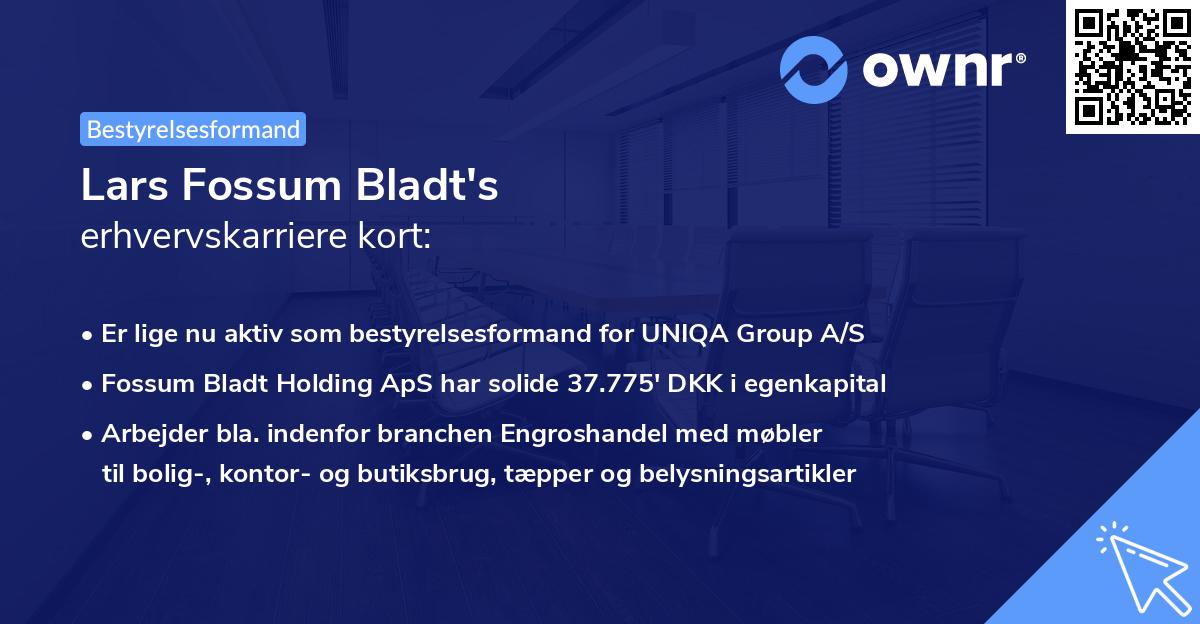 Lars Fossum Bladt's erhvervskarriere kort