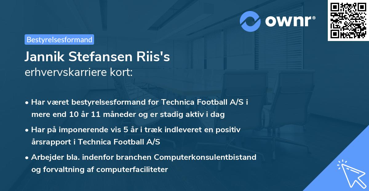 Jannik Stefansen Riis's erhvervskarriere kort