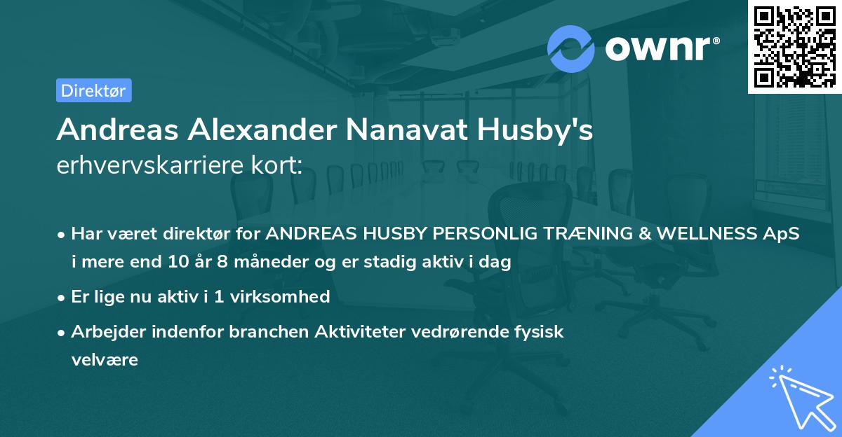 Andreas Alexander Nanavat Husby's erhvervskarriere kort