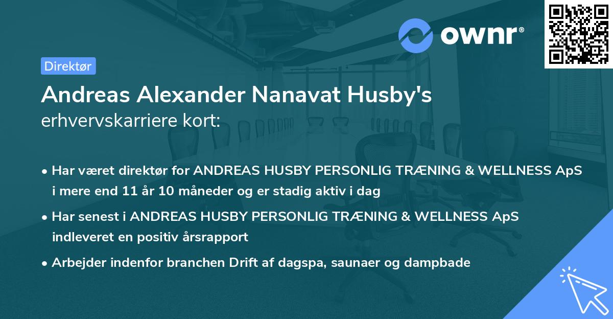 Andreas Alexander Nanavat Husby's erhvervskarriere kort