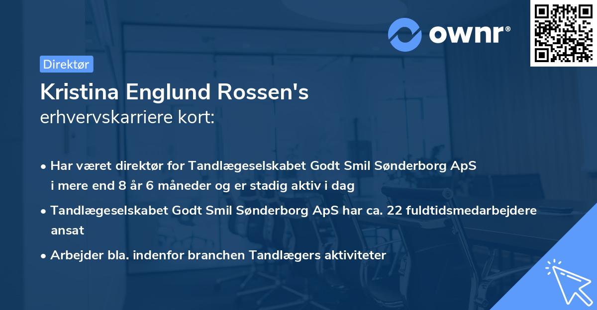 Kristina Englund Rossen's erhvervskarriere kort